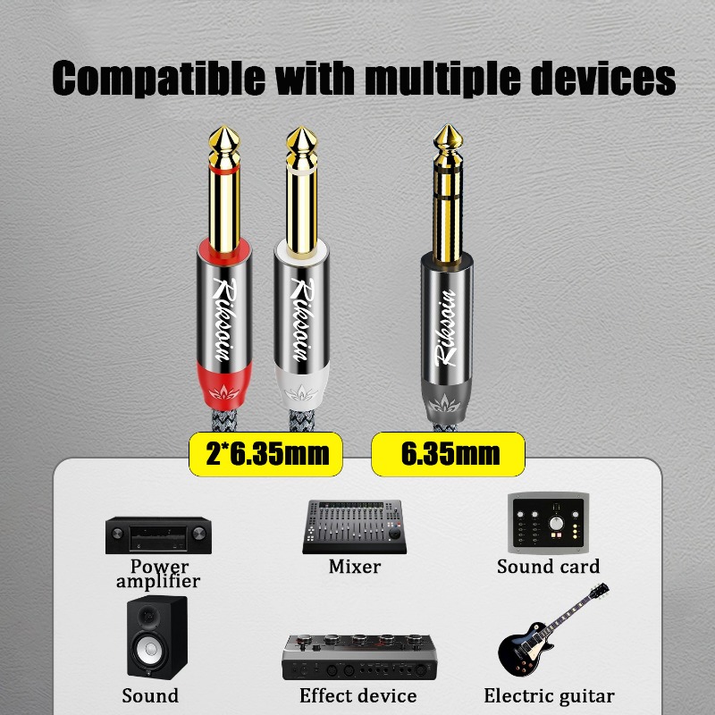 Stereo Jack 6.5mm to Dual 1/4 Inch Mono Y Splitter 1/4 Inch TRS to Double 6.35 TS Audio Adapter Cable for Mixer Guitar Amplifier