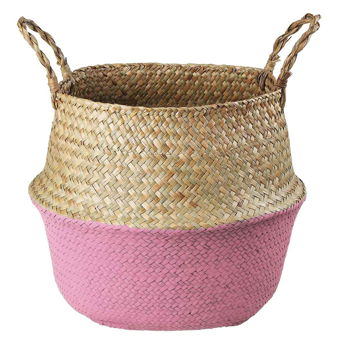 Opbergmanden Zeegras Manden Rieten Opknoping Bloempot Manden Bloem Thuis Pot Panier Osier Mand Voor Speelgoed Vuile Wasmand: Roze
