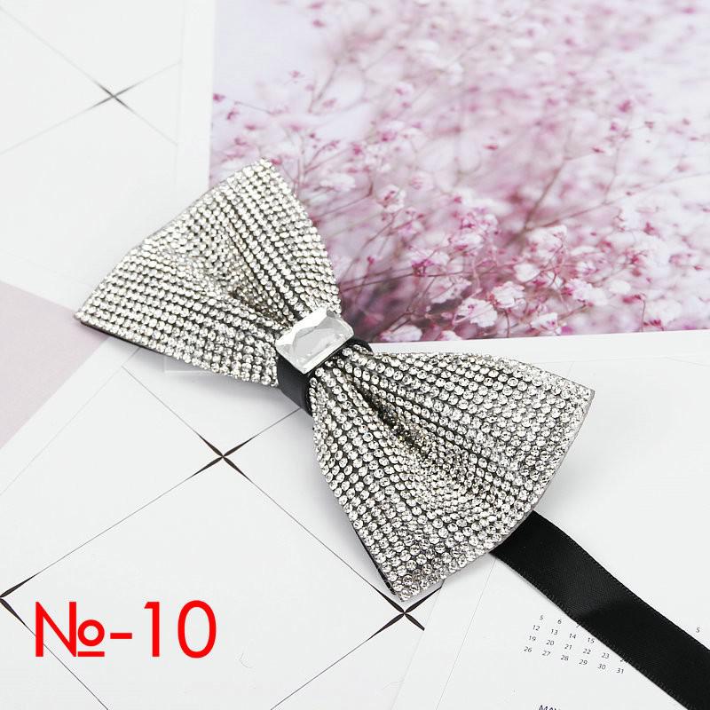 Nœud papillon rayé en diamant Pu pour hommes, accessoire de luxe, Super Cool, avec strass, pour mariage: 10