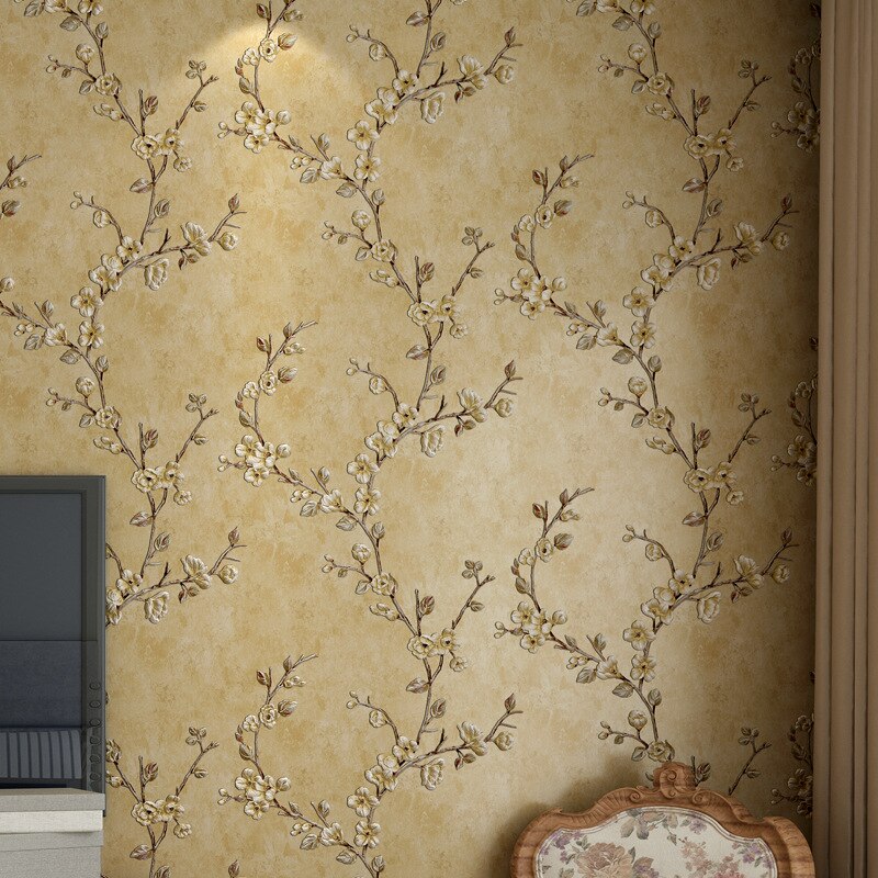 Retro Europese Land Behang Non Woven 3D Tuin Slaapkamer Woonkamer Ab Versie Met Tv Achtergrond Muur Bloem Behang
