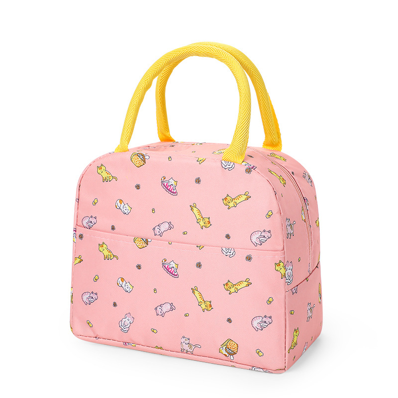 Toiletry Insulated Lunch Bags Cartoon Thermal Heat Lunch Tote Picnic Food Preservation Bag Cooler Ice Pack Lunch Box Storage Bag: GRAY
