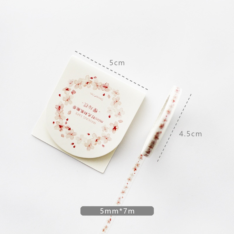Mini Deco Paper Slim Floral Pink Washi Tape Japanese Stationery Masking Tape School Supplies Stickers Scrapbooking