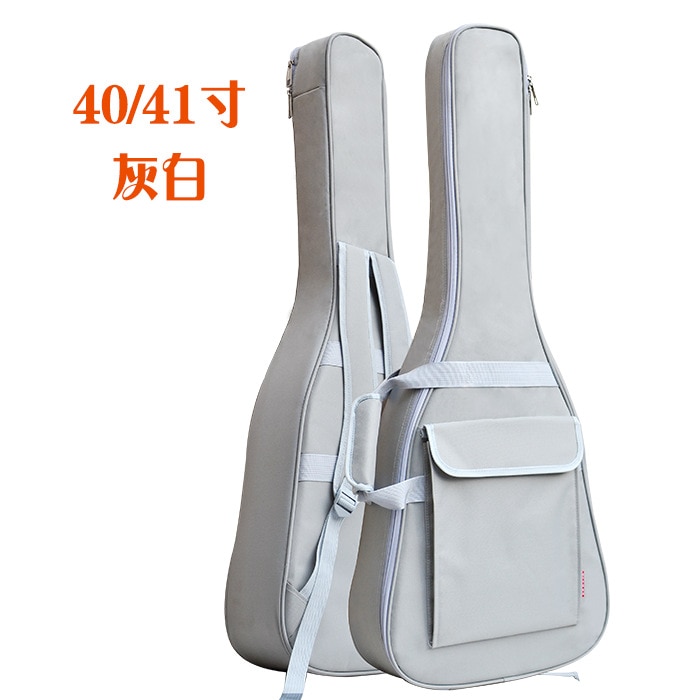 36/38/40/41 tommer oxford stof elektrisk guitar taske farverig kant gig taske dobbelt stropper pad: Hvid 40-41