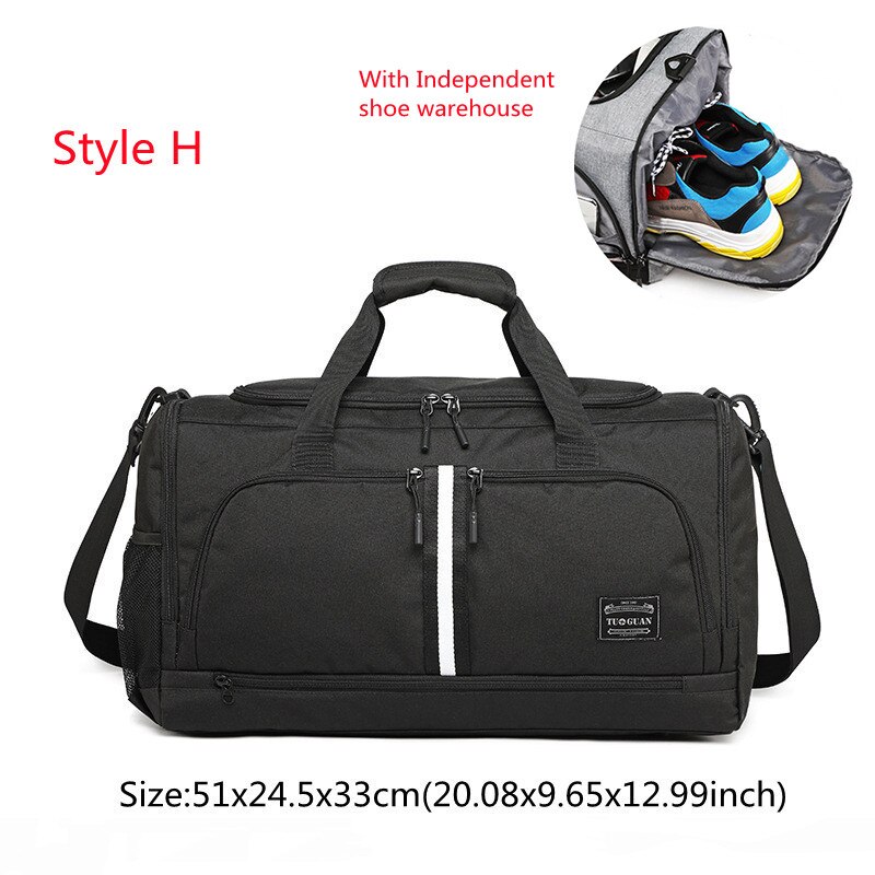 High Capacity Travel Tote Multifunction Cosmetic Clothes Storage Duffle Shoulder Bags Sports Fitness Handbag Accessories Supplie: H Black