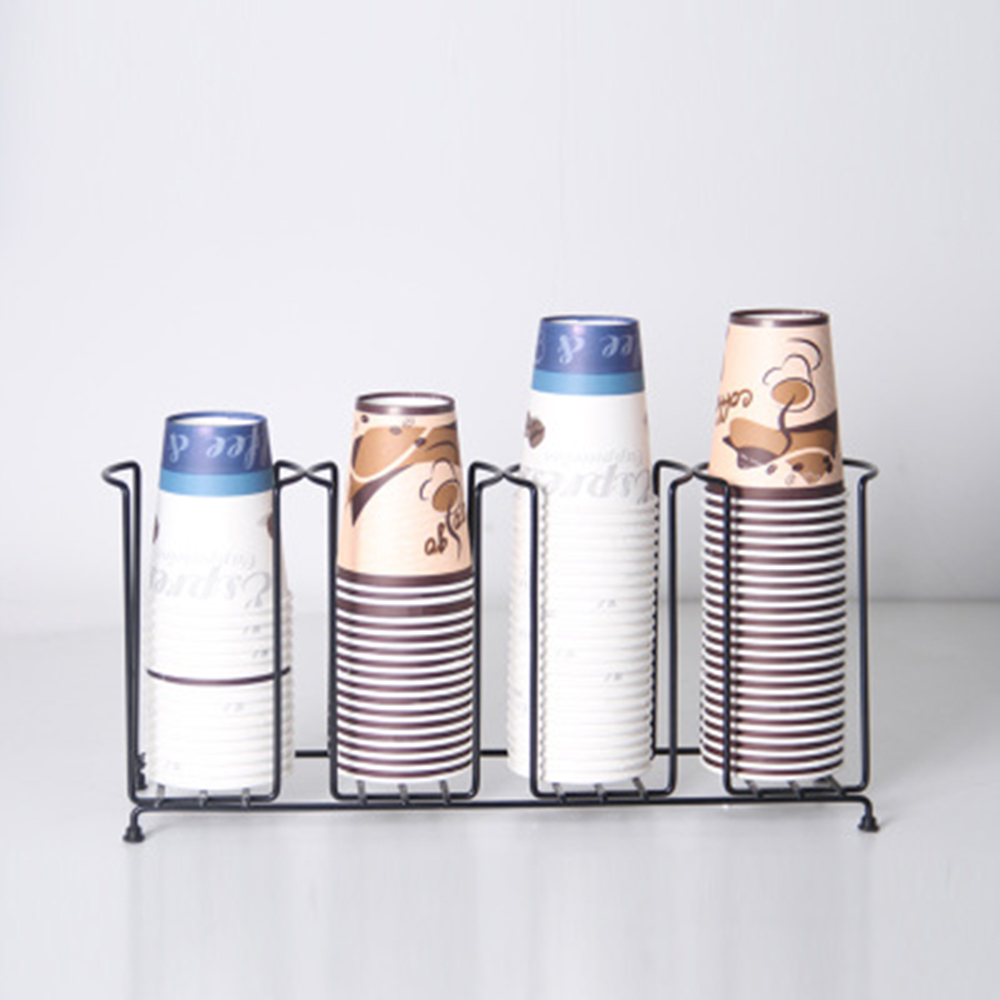 Home Decor Stainless Coffee Water Disposable Paper Cup Lid Dispensing Holder Dispenser Countertop Organizer Black