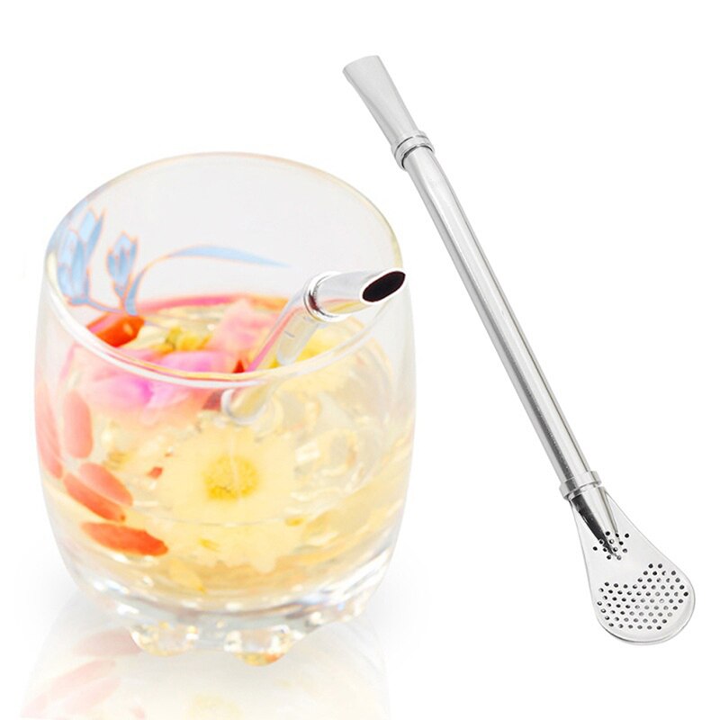 Pajita de acero inoxidable hecha a mano para beber, filtro Yerba Mate té Bombilla calabaza lavable, herramientas prácticas de té, accesorios de barra