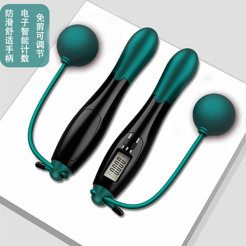 Corde à sauter intelligente sans fil pour adultes, roulement de charge, grosse boule, comptage de fil d'acier, équipement de sport d'entraînement: Lavande