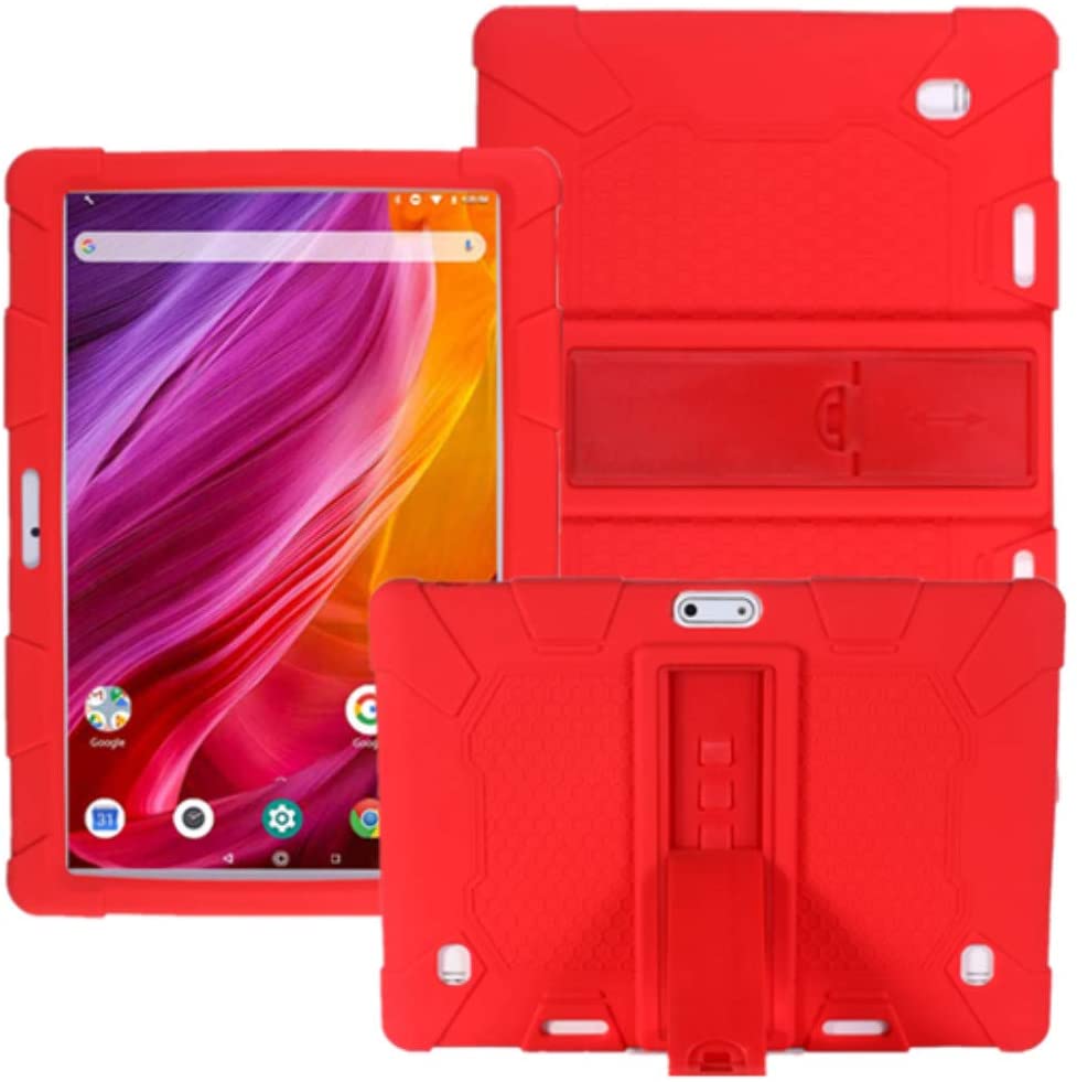 Silicone Cover Stand Case for Dragon Touch Notepad K10 / Max10 Victbing ZONKO Hoozo Winsing Lectrus 10" 10.1 "Android Tablet: Red