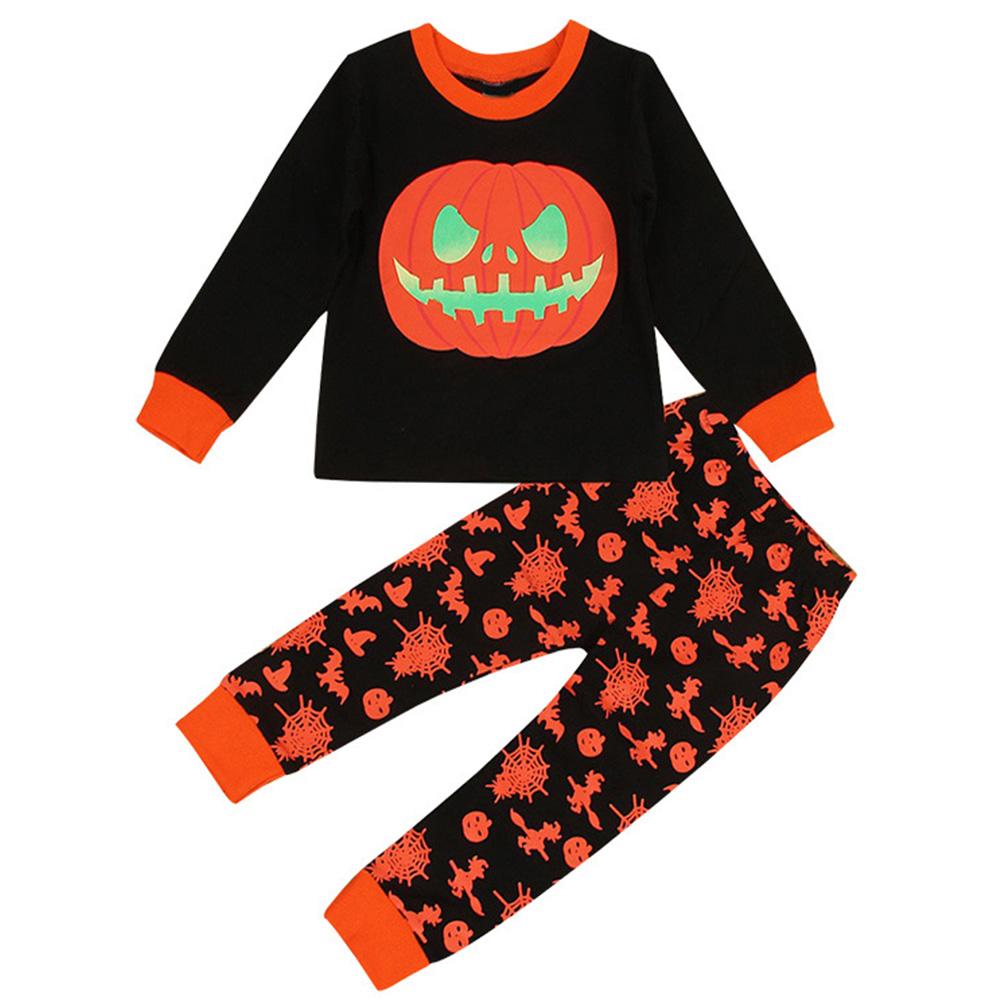 Boys Girls Pajamas Sets Halloween Pajamas Pumpkin Children's Cotton Pajama Set For Halloween