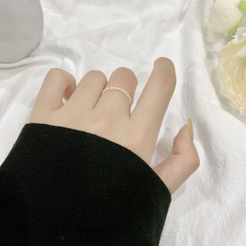 Natuurlijke Zoetwater Parel Multi-Kralen Ring Vinger Sieraden Continue Cirkel Minimalistische Ring Partij Sieraden