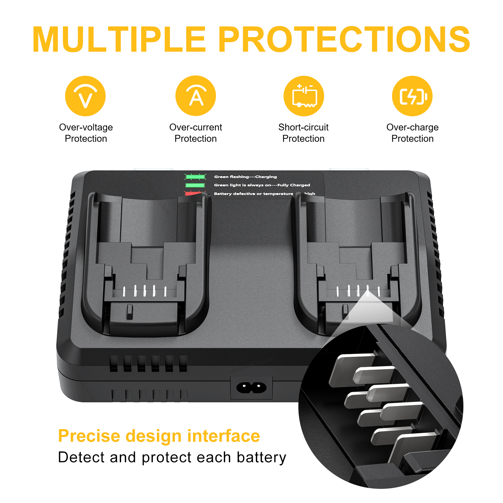 BATTOOL DCB102 4A 2 Slot Battery Charger For Dewalt DCB200 DCB101 DCB184 DCB105 US/EU/UK/AU Plug MAX Li ion Battery Fast Charger