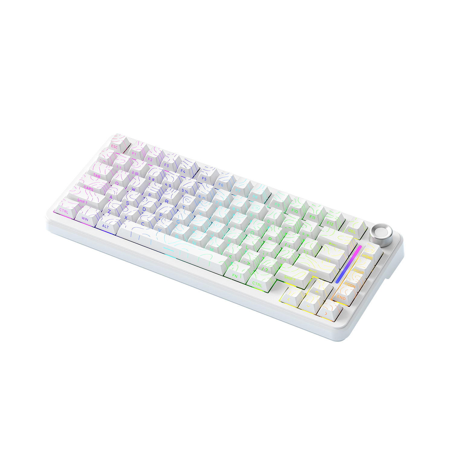 F75 - draadloze mechanische toetsenborden met verwisselbare toetsen, 75%  bluetooth-poorten met drie modi, /2.4g/ usb-c-poorten, rgb-achtergrondverlichting, montage met rubberen afdichting, , 4000 mah-batterij met lange levensduur.: Wit