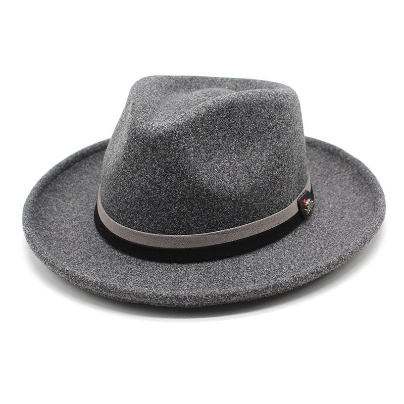 Classic Soft Wool Felt Fedora For Men Women Autumn Winter Retro Trilby Jazz Hat Curved Brim Dress Hat: Dark Grey
