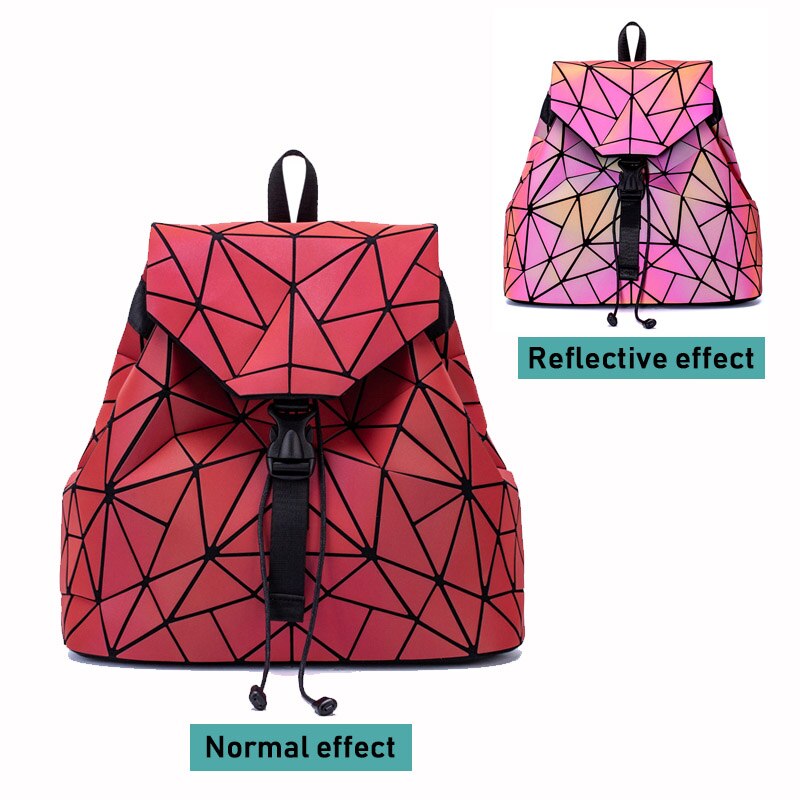 Mochilas de lujo para mujer, bandoleras de , luminosas, geométricas, escolares, holográficas: Luminous Red C