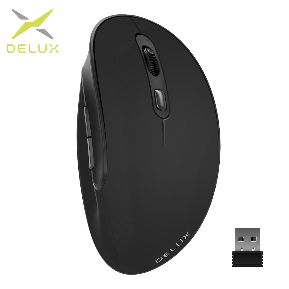 Delux M618SE 2.4G Wireless Mouse 6 Buttons 1600 DPI Ergonomic Vertical Optical Office Computer Mice Wireless For PC Laptop
