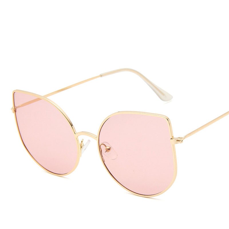 Koreaanse metalen cat eye platte spiegel vrouwelijke mode grote frame glazen populaire multicolor model beroemde: Gold powder