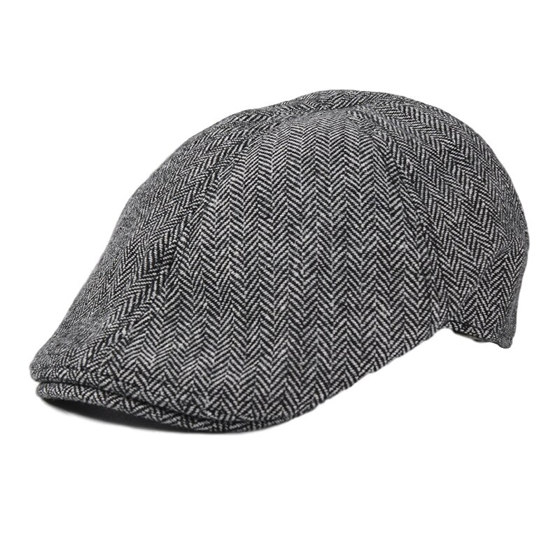 Showersmile visirs 2022 høst vinter lue beret cap for menn kvinner brun fiskebein eføy aviskutt britisk flat lue: Grå