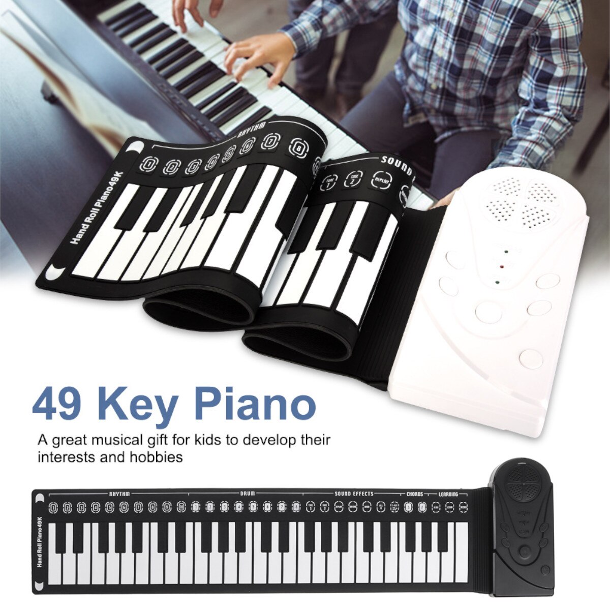 Draagbare 49-Key Roll Up Piano Flexibele Siliconen Digitale Keyboard Piano Usb Elektronische Keyboard Piano Met Luidspreker Muziek Toetsenbord