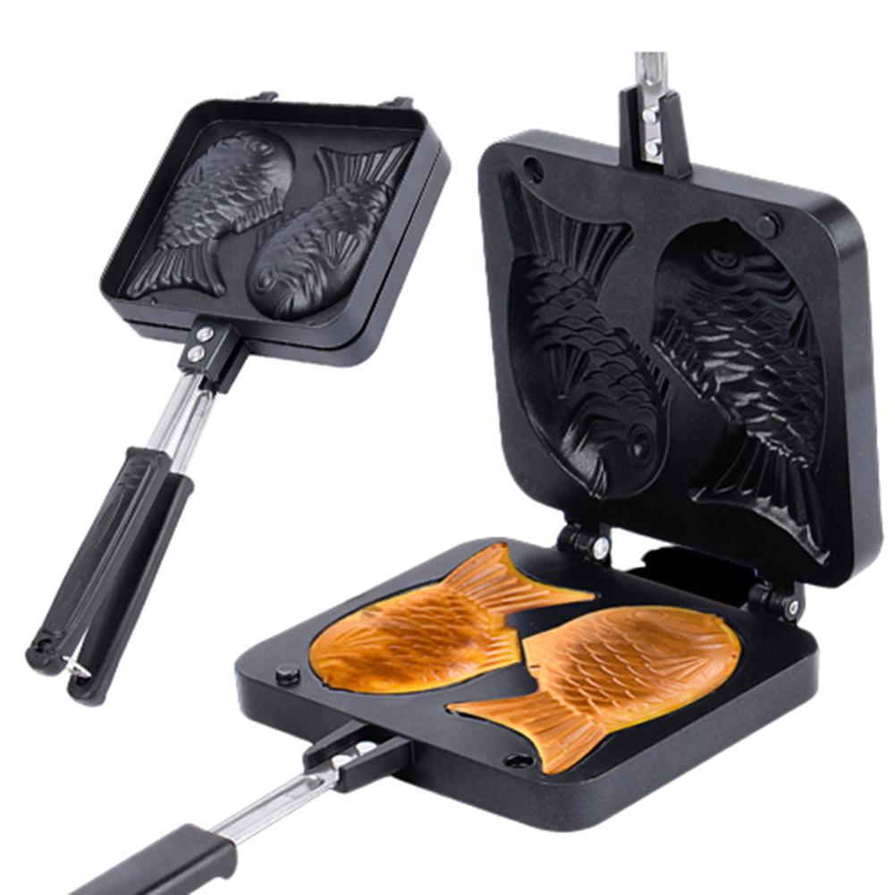 No-stick 2 moldes pez Taiyaki pastel molde para gofres hacedor DIY molde para magdalenas para hornear cocina DIY postre cocinar placa