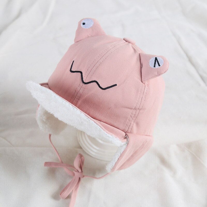 Gorro de piloto de rana para niño, gorros con orejeras, gorros para niño, gorros para niño, gorros cálidos con orejeras, protección para las orejas, gorro Lei Feng, accesorios para niño: Rosa