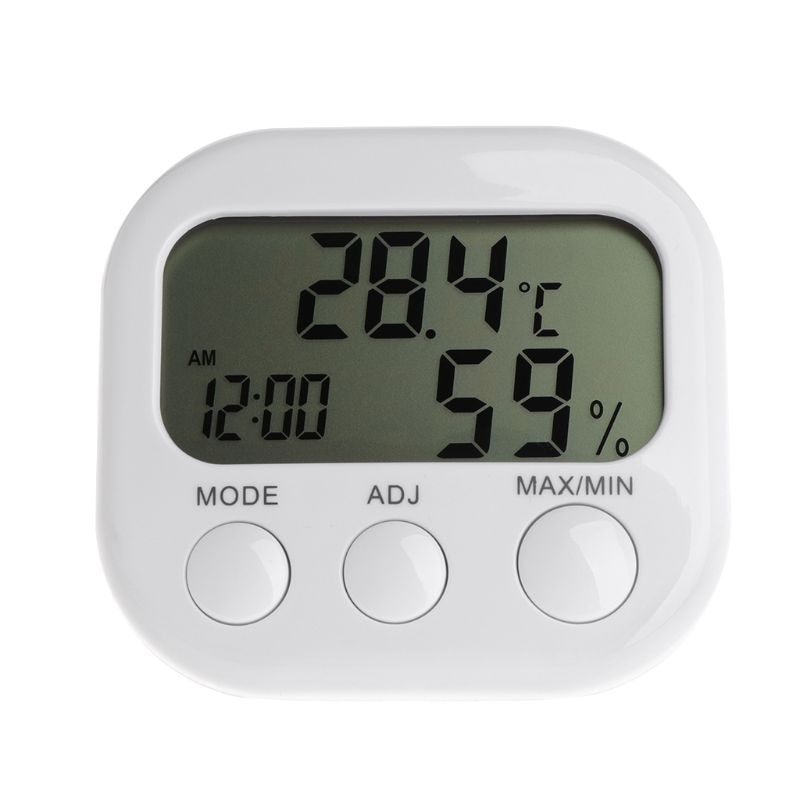 Digital LCD Thermometer Humidity Meter Hygrometer Max Min Air Temperature Clock