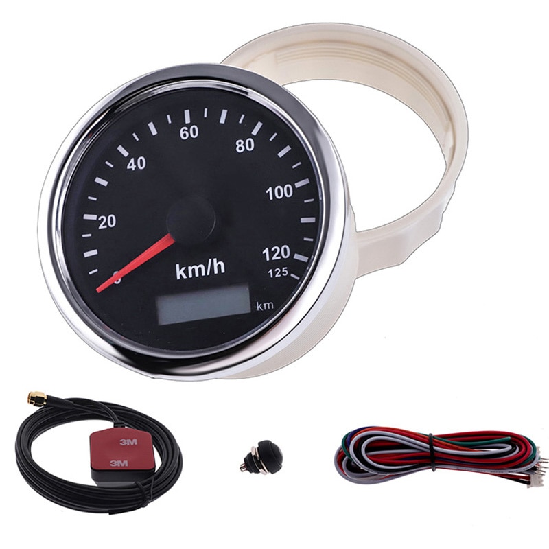 85mm GPS Speedometer With GPS Antenna for Car speed sensor motorcycle Boat Odometer 200km/h 125km/h Waterproof Gauge