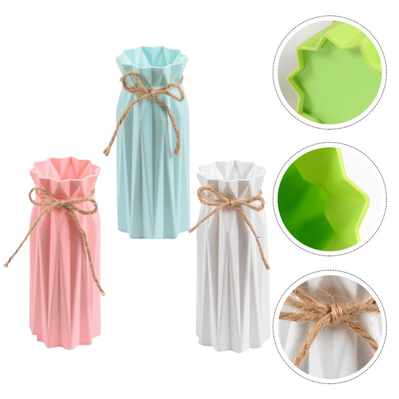 3pcs Paper Folding Vase Decor Plastic Unique Flower Arrangement Container Flower Container