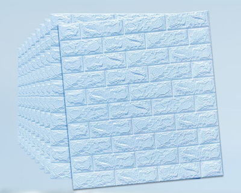 Pegatinas de espuma 3D para pared, de ladrillo, autoadhesivos impermeables para decoración del hogar, habitación de niños, sala de estar: Light blue