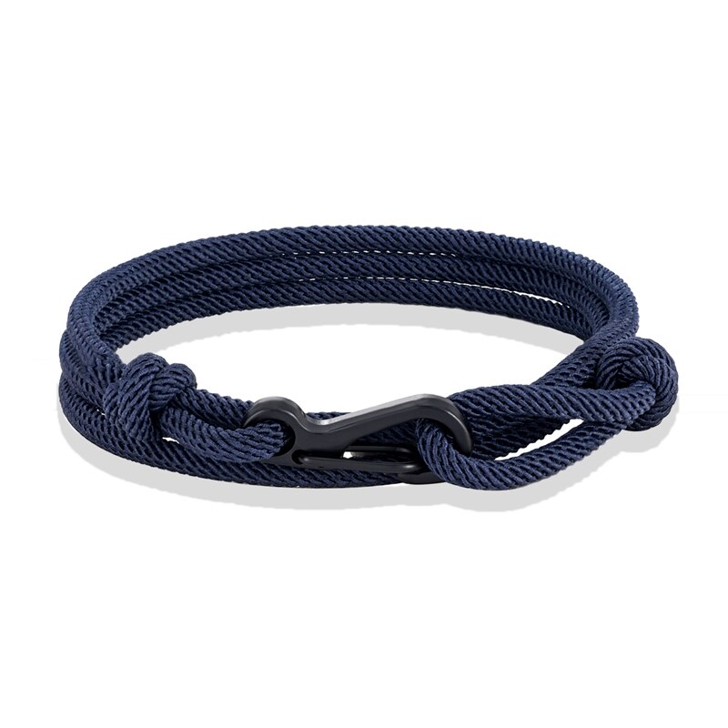 MKENDN-pulsera de cuerda de estilo náutico para hombre y mujer, brazalete minimalista de escalada, mosquetón, color azul oscuro, medianoche: Dark Blue