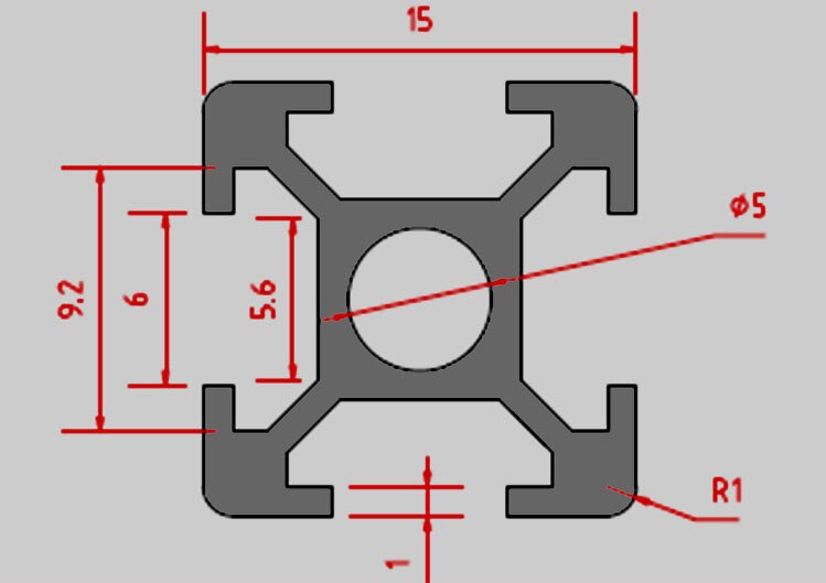 1515 aluminium extrusieprofiel zilver of zwart lengte 150mm 200mm 220mm 300mm werkbank