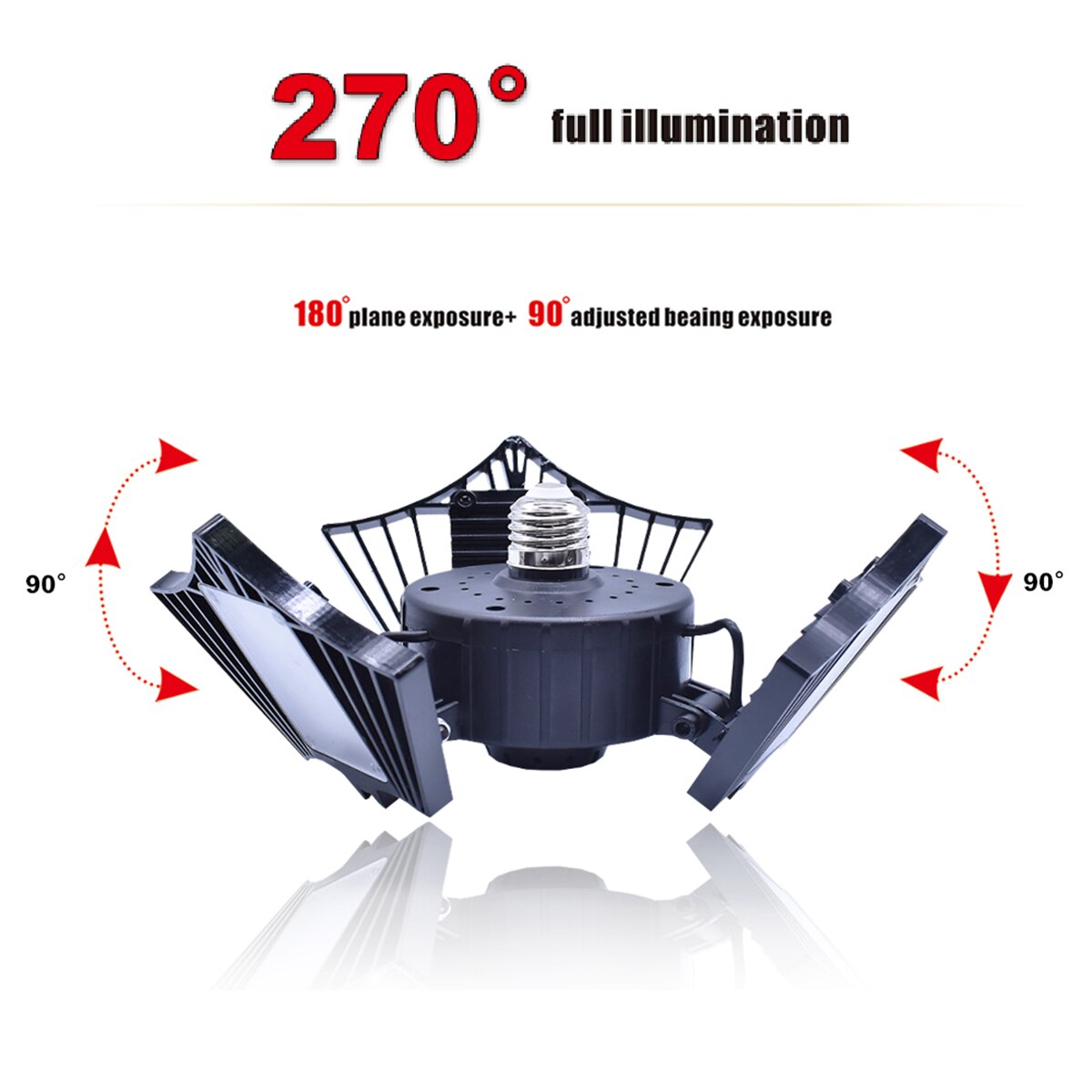 Led garasjelys 100/80/60w e27 led lys treblads gruvelampe deformerbar sammenleggbar lampe 6000lm glødende lys industribelysning