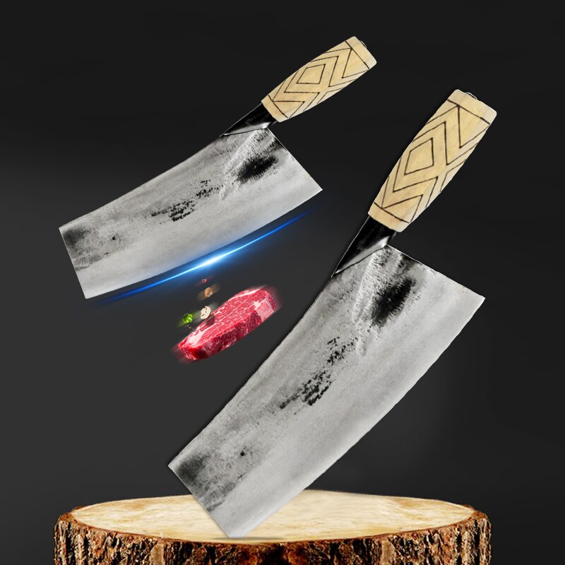 Kitchen Knife Handmade Forged Chinese Chef Knife Cleaver Meat Chopping Fish Filleting Vegetable Cutting High Carbon Clad Steel