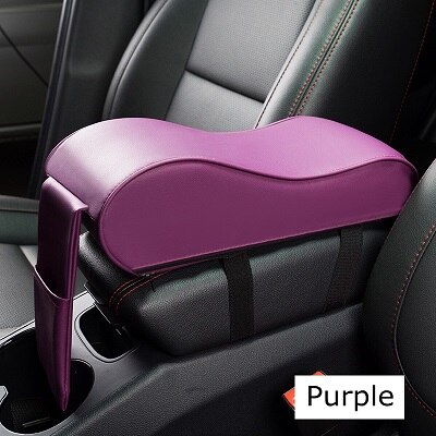 Universal Leather Car Armrest Pad Vehicle Protective Armrests Car Center Console Arm Rest Seat Box Pad Auto Interior Accessories: purple