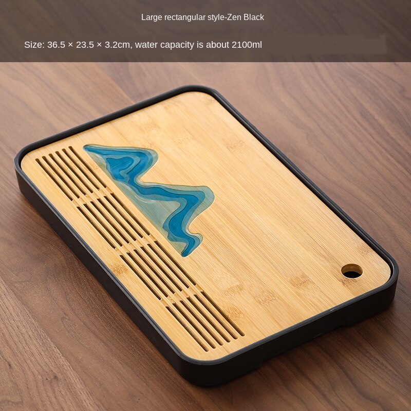 Plateau à thé japonais plateau à thé en bambou Simple maison hôtel voyage Kung Fu stockage de l'eau plateau à thé Table à thé Table à thé chinoise plateau en bois: tea tray5