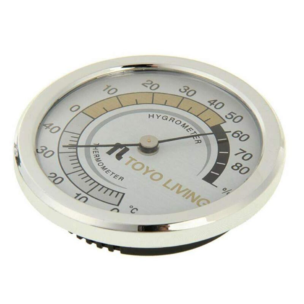 Zilver Thermometer 9X7.5X4Cm Ronde Gauge Meter Draagbare Indoor Analoge