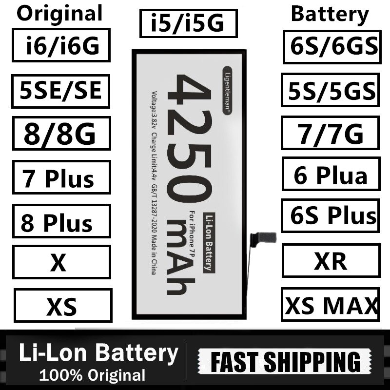 Qualidade original bateria para iphone 5S 5 se 6s 6 7 8 plus x xr xs max substituição batterie alta capacidade 0 ciclo ferramenta adesivo