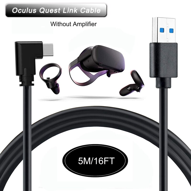 for Oculus Quest 2 Link Cable 16Ft Virtual Reality Headset Cable USB 3.2 Gen 1 5Gbps to Gaming PC VR Accessories