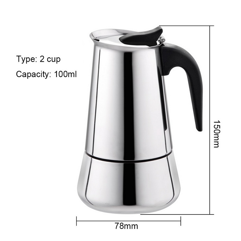 100ml/200ml/300ml/450ml bærbare espresso-kaffemaskine moka-kande i rustfrit stål kaffebrygger-kedelkande til pro barista  #25: 100ml a