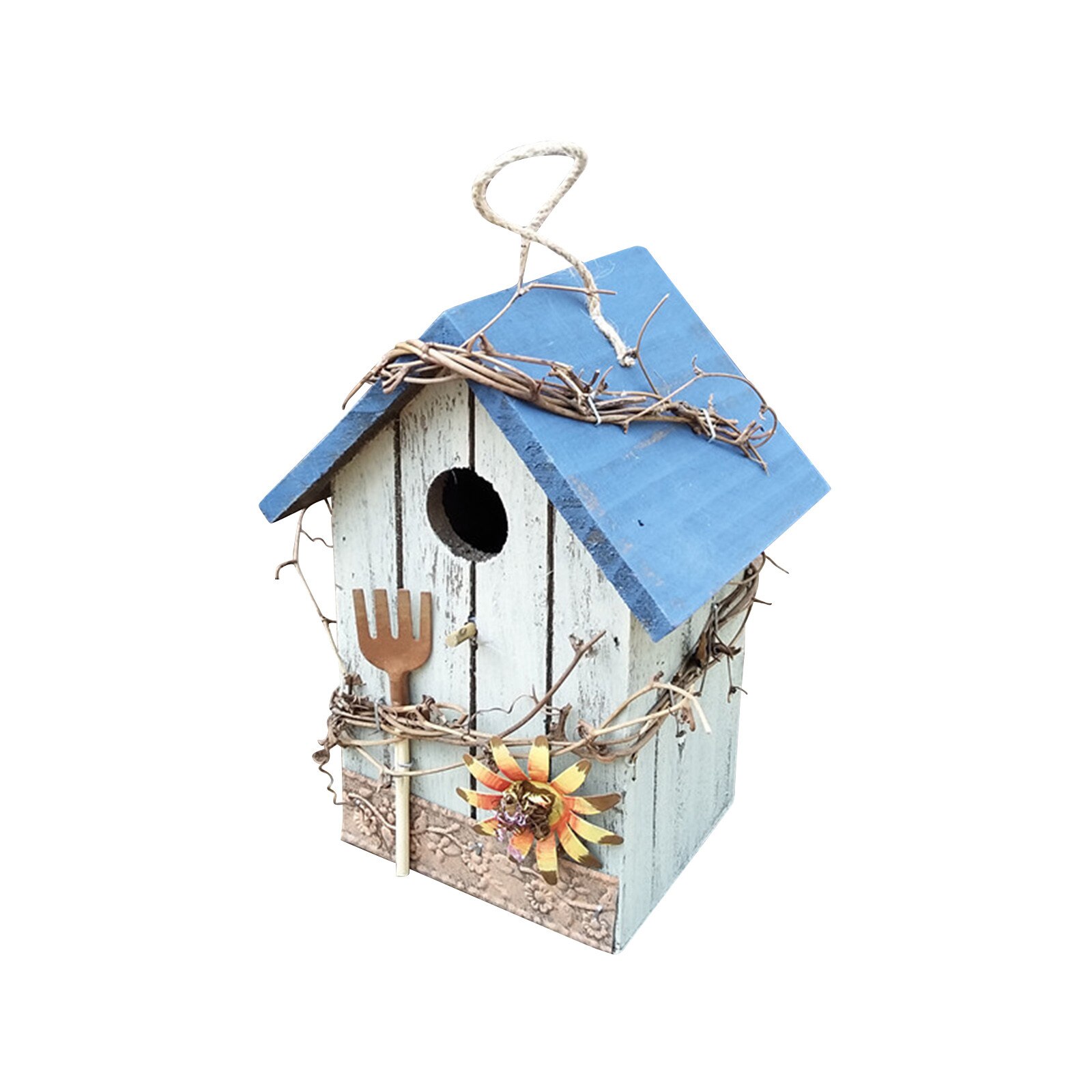 Wooden Bird House Nesting Box Hanging Bird Nests Net Cage Accessories Easy Cleaning Seed Bird Cage Home Garden Decoration