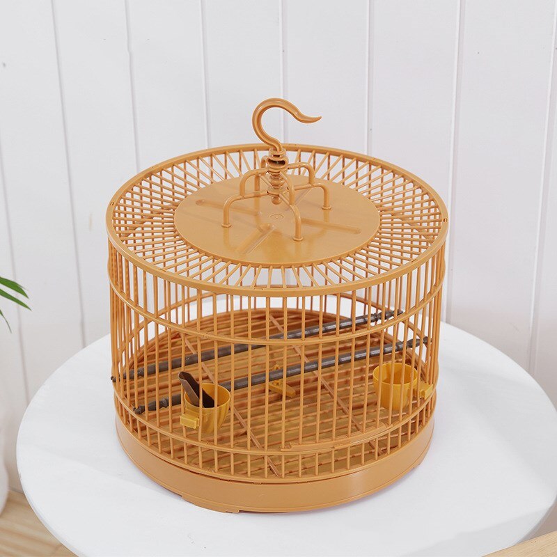 Jaula redonda de plástico para pájaros, jaula Retro Para loros con alimentador, desmontable y transpirable, suministros de cría