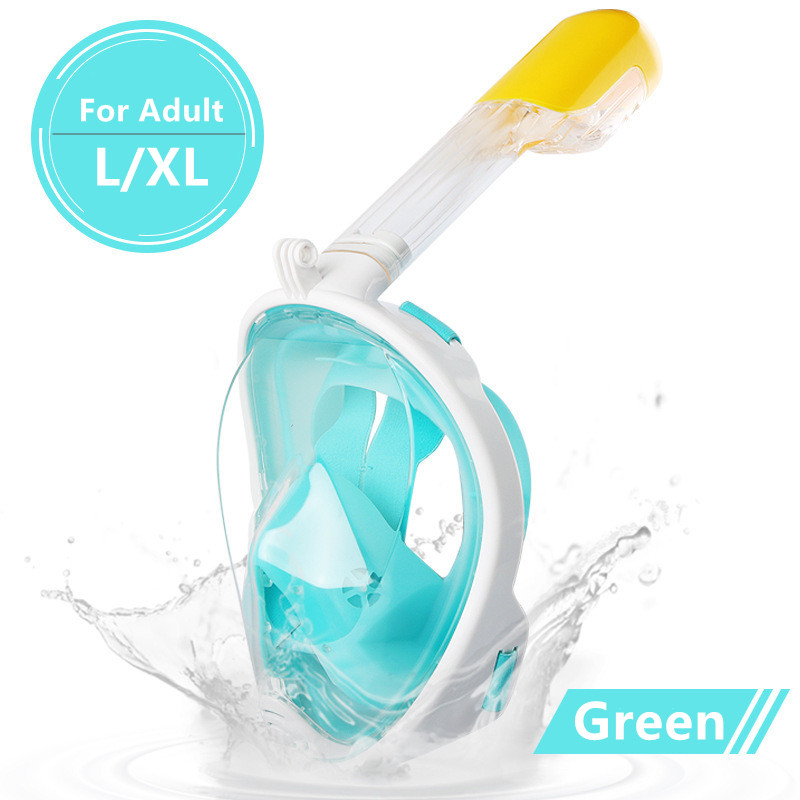 Onderwater Scuba Anti Fog volgelaatsduikmasker Snorkelen Ademhalingsmaskers Veilige waterdichte zwemuitrusting voor volwassen kinderen: Licht Groen