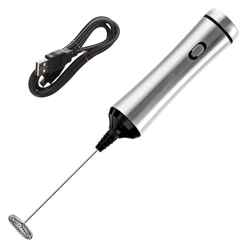 Batidor de doble resorte recargable por Usb, Espumador de leche eléctrico, utensilio manual de acero inoxidable para hacer espuma de leche