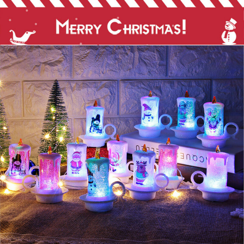 WEIHNACHTEN LED Kerze Farbwechsel Flackern Licht hoch funkeln Tasse Geformt Parteien Dekoration Säule Kunst Kerze Lampe Weihnachten Dekor