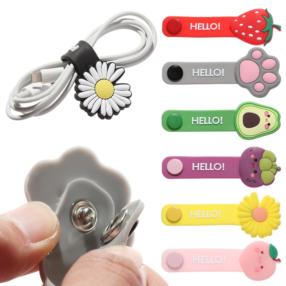 Silikon Kabel Wickler Kabel Organizer Lesezeichen Daten Linie Schutz Clip Multi-funktion Obst Blume Wickler Kopfhörer Lagerung