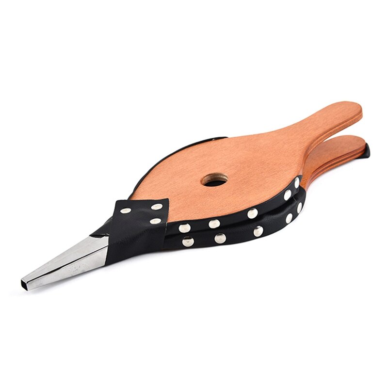 Handbalg Voor Open Haard – 39,5x18 Cm, PU-leer, Hout, Zilveren Buis – Perfect Voor BBQ, Kamperen En Stofblazen