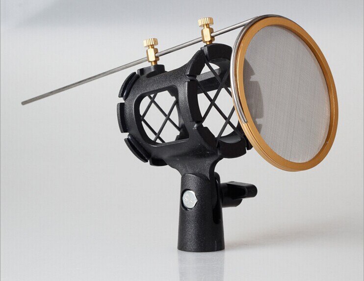 Universele Behandeld Condensor Computer Microfoonhouder met Wind Screen Suspension mount met flitsschoen