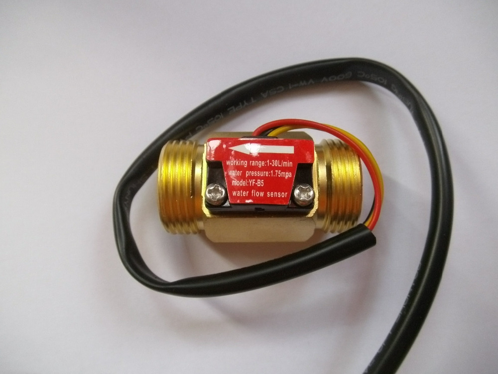 Medidor de flujo de Sensor de Flujo de Agua de efecto Hall de latón, rosca macho G3/4, 1-30l/Min 50mm de longitud