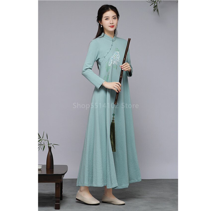 Women Chinese Traditional Cheongsam Qipao Modern Wedding Dress Aodai Vietnam Floral Print Oriental Asian Style Cloth Casual Set