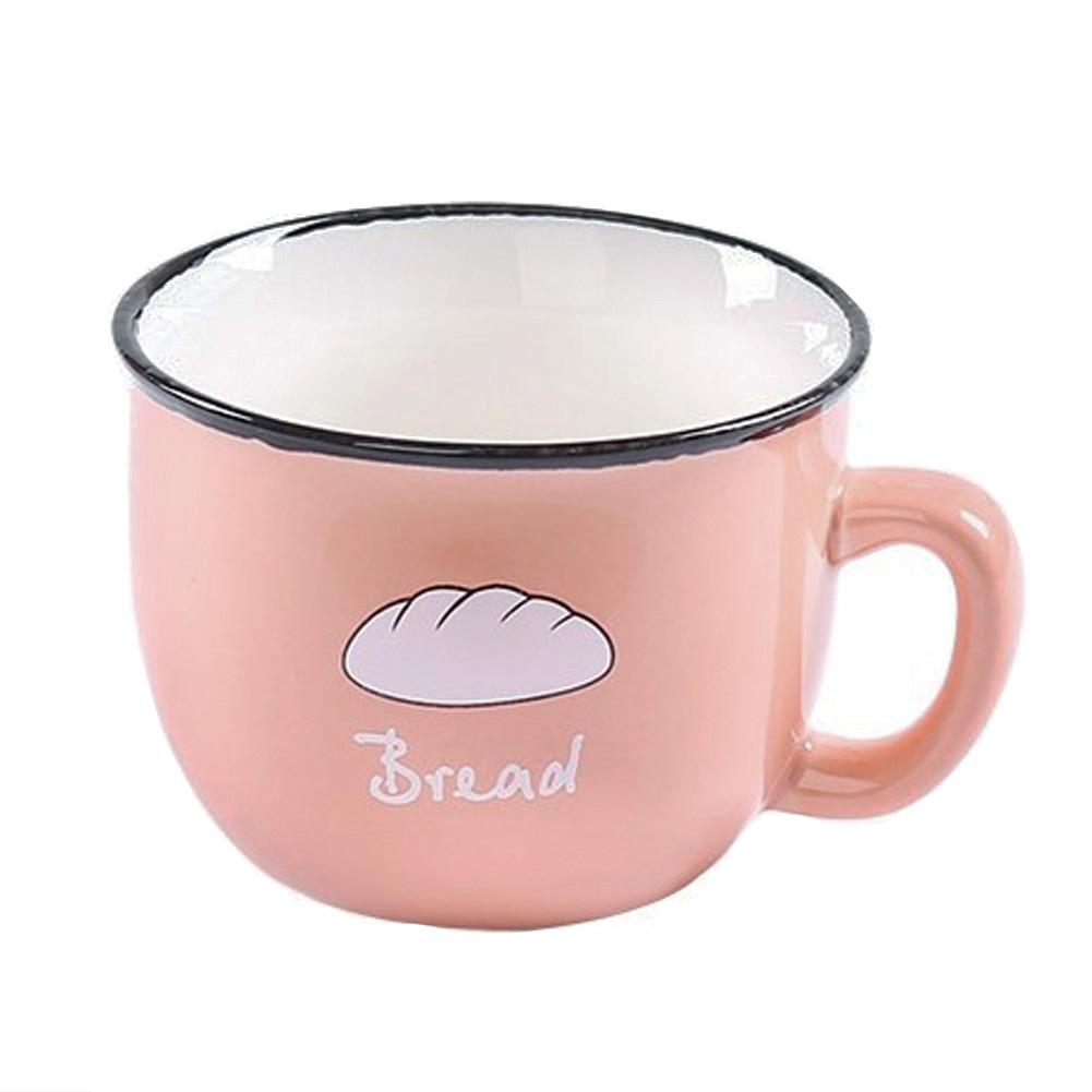 Color Heat-resistant Mug Cartoon With Spoon Lid 200ml Cup Milk Coffee Ceramic Mugs Children Cup Office Drinkware: Pink