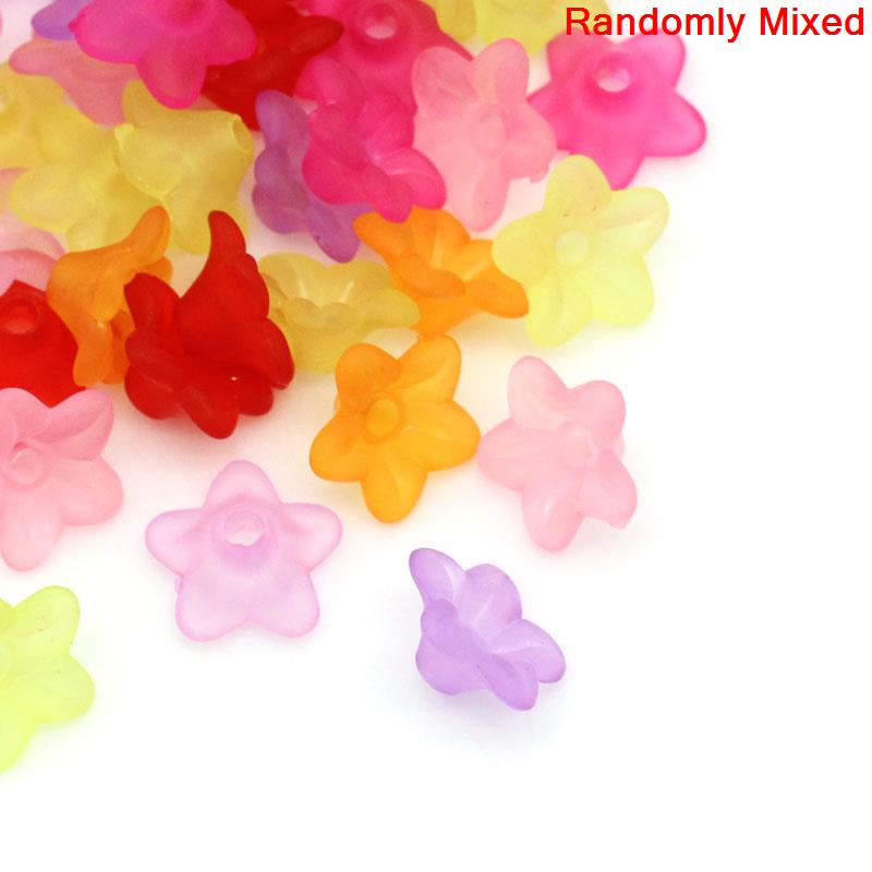 DoreenBeads 800Pcs Mixed Flower Frosted Acrylic Beads 10x4mm(B12046), yiwu